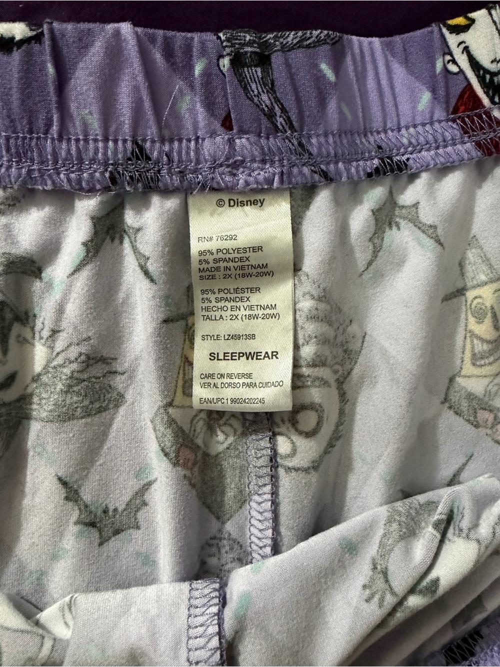 Disney Nightmare Before Christmas Purple Pajama Sleep Shorts Plus Size 2X - Picture 3 of 5